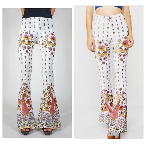 Flare Street x Free People Amalia Velvet Floral Peacock Wide Leg Pants - Picture 2 of 8